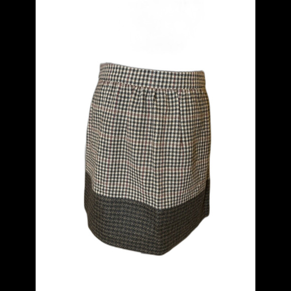 J.CREW Women's Wool Tweed Mini Skirt Size 8 Brown Houndstooth Preppy Workwear - Picture 4 of 7